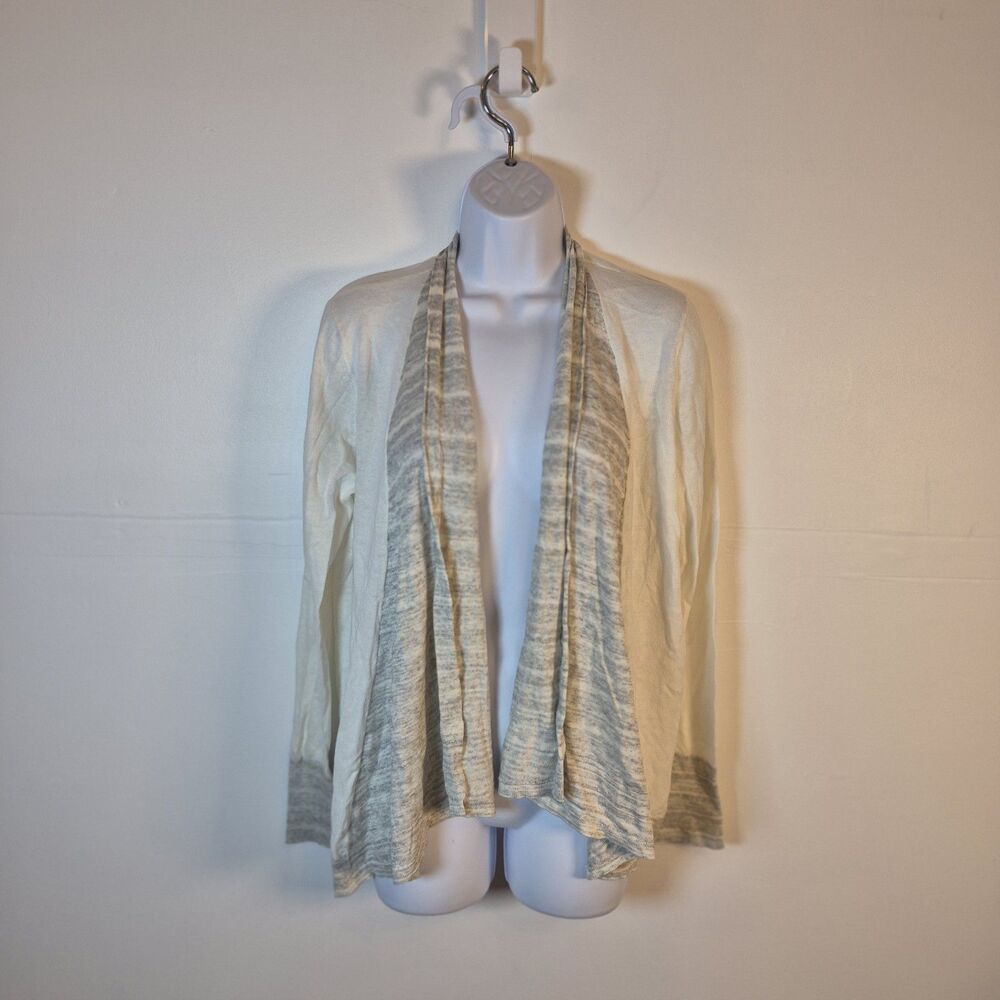 Ann Taylor LOFT Women's Cardigan Size M Cream Gray Open Lightweight